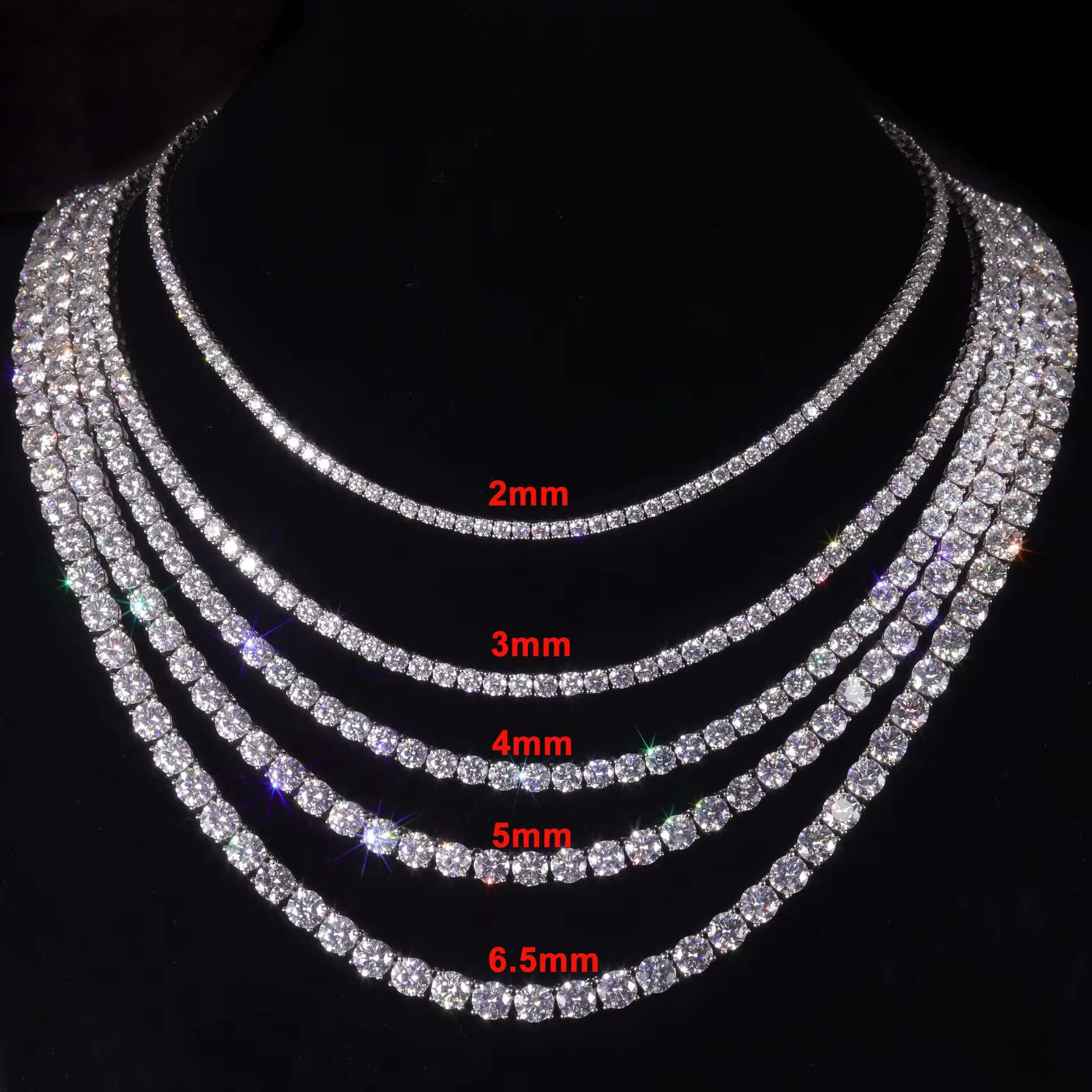 Fashion Jewelry Iced Out Diamond Tennis Chain Inches 925 Sterling Silver VVS Moissanite Tennis Chain Necklace