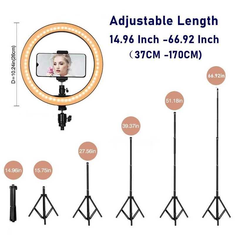 Adjustable LED selfie ring filling light for mobile phone camera LED ring light with tripod used for makeup video live streaming Aro De Luz Para Hacer