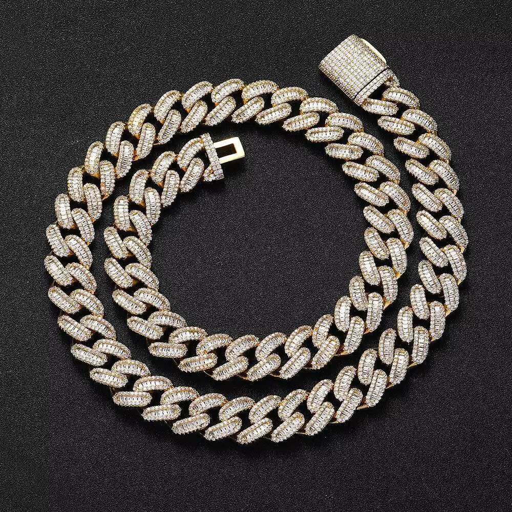 Chain Necklace High Quality Luxury Gold Plated Brass Necklace Fashion Hip Hop Rapper Moissanite Necklace