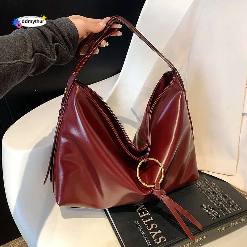 PU Leather Hobo Handbag Slouchy Retro Top Bag Large Bags Handle Satchel Shoulder Purse for Women Work ddmythur