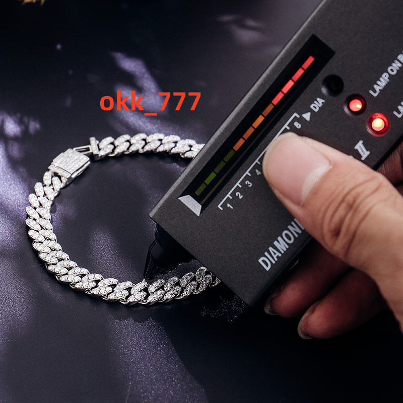 High Quality Custom VVS 8MM Moissanite Chain Cuban Bracelet Pass Diamond Tester Iced Out Hip Hop Silver 925 Cuban Link Chain