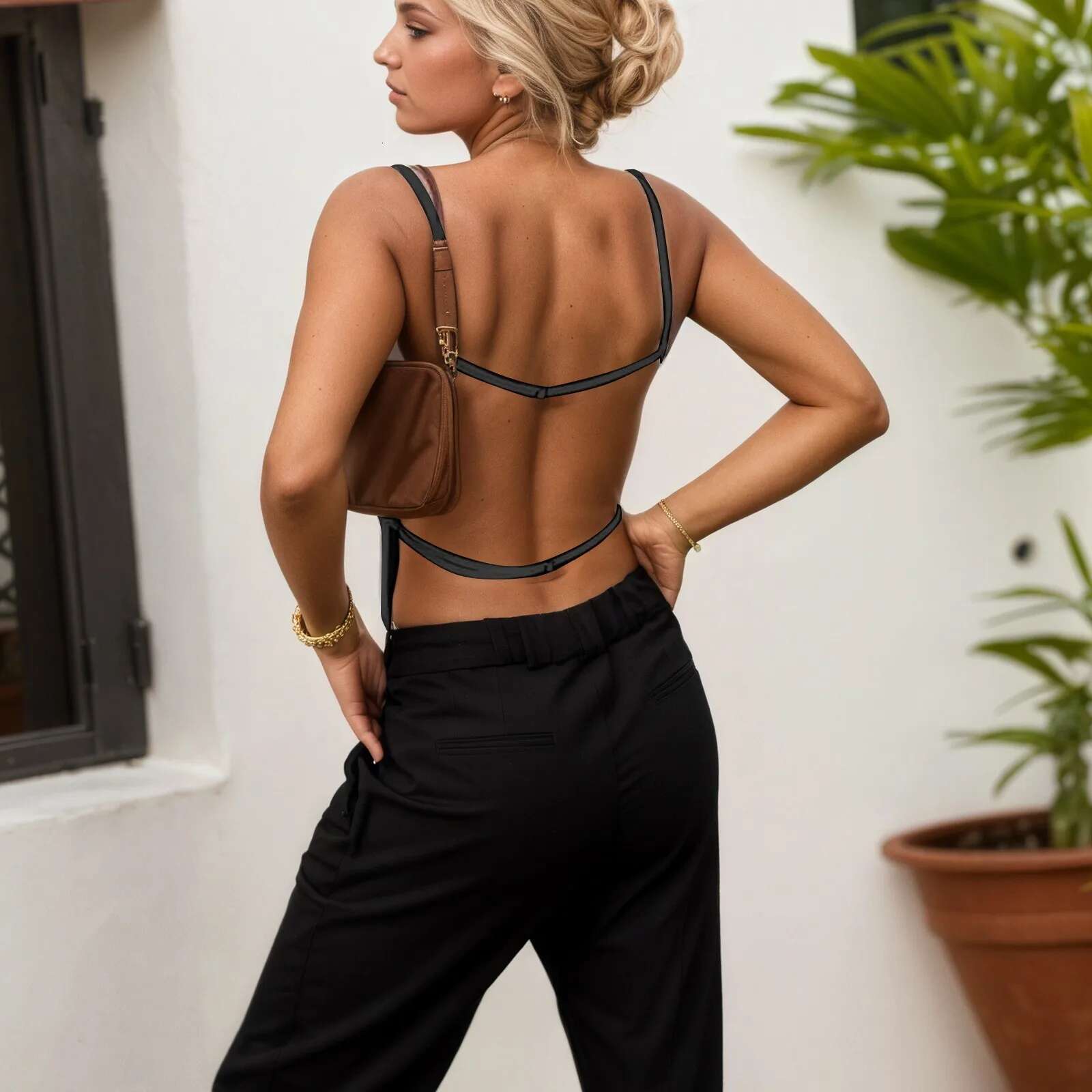 Dongdumaoyi Women S Sexy Sleeveless Spaghetti Straps Backless Solid Fashion Casual Vintage Party Square Neck Camisole Top Women S Tight Underwear