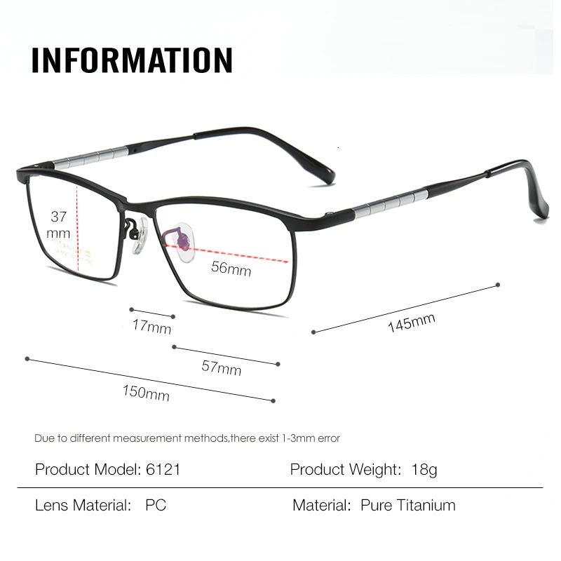 Men Square Full Frame Pure Eye Glasses Frame Myopia Optical Prescription Eyeglasses Handmade Fashion Classic Eyewear 250407