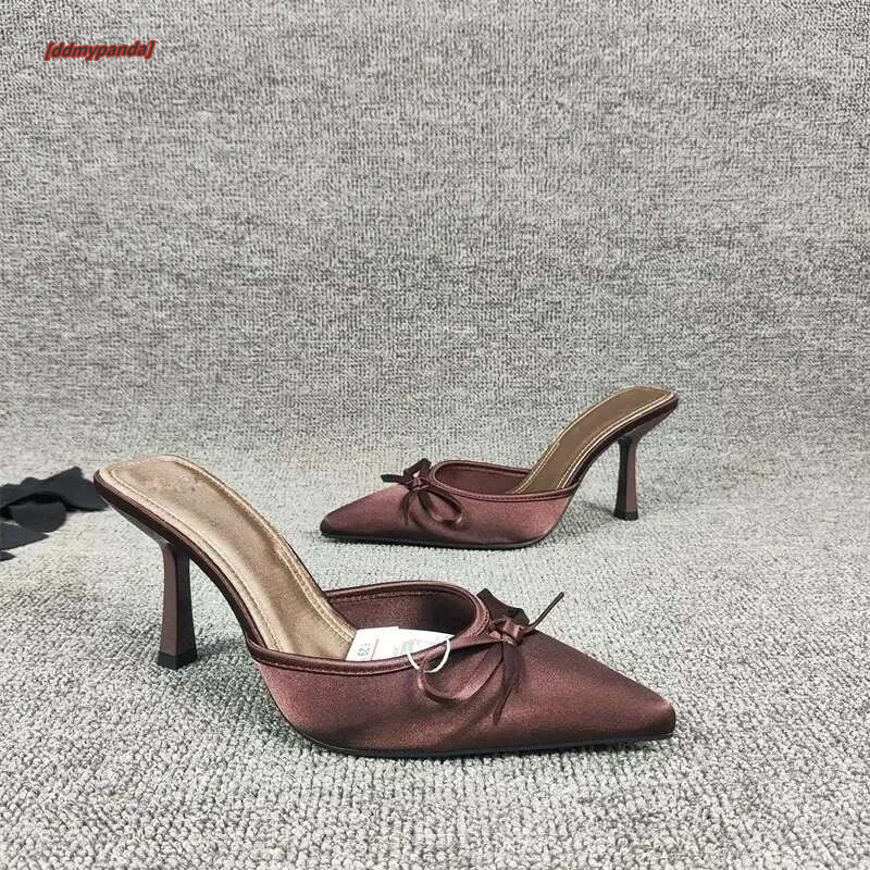 Women's Fashion Baotou Spring New Pointed Head Shallow Mouth Butterfly Knot Anti-slip Wear-resistant High Heels Sandals ddmypanda