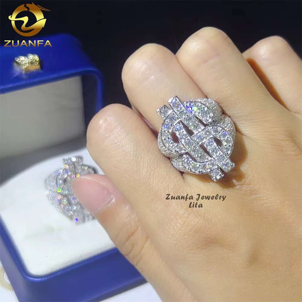 Fine Jewelry Wholesale Price Hip Hop Money Rich Diamond Ring Iced Out Vvs Moissanite Rings for Men