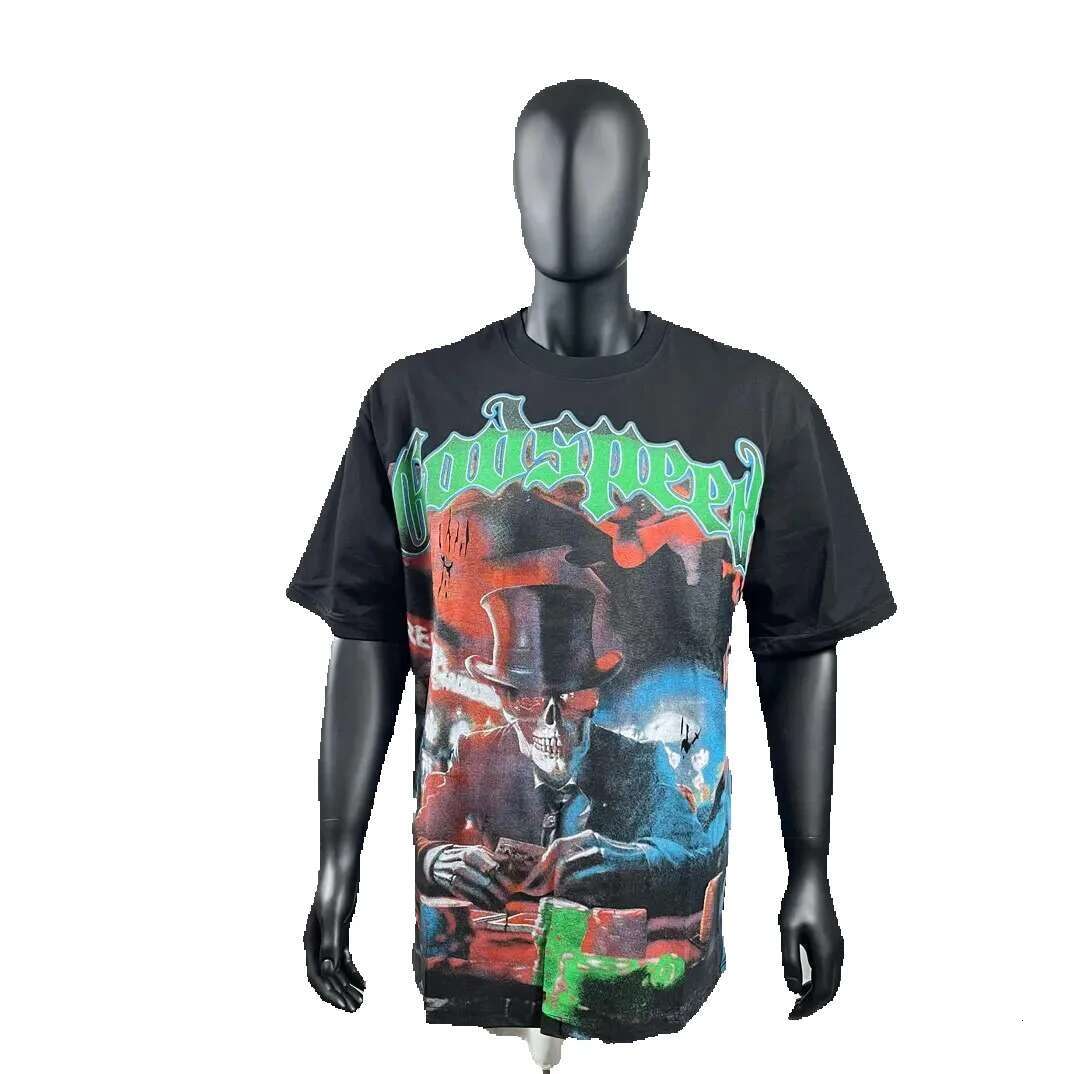 Godspeed Summer new fashion Mens Designer T Shirt quality Skull style print short-sleeved men short T-shirt Men Hip Hop Rock