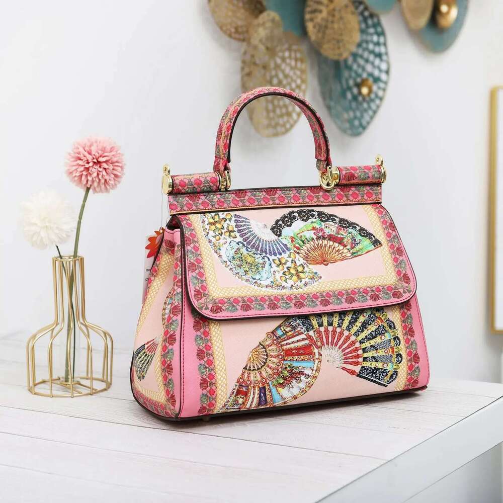 2025 Classic Women Frame Handbag Leather Printing Shoulder Messenger Totes Ladies Bags Bolsa Feminina Art Print