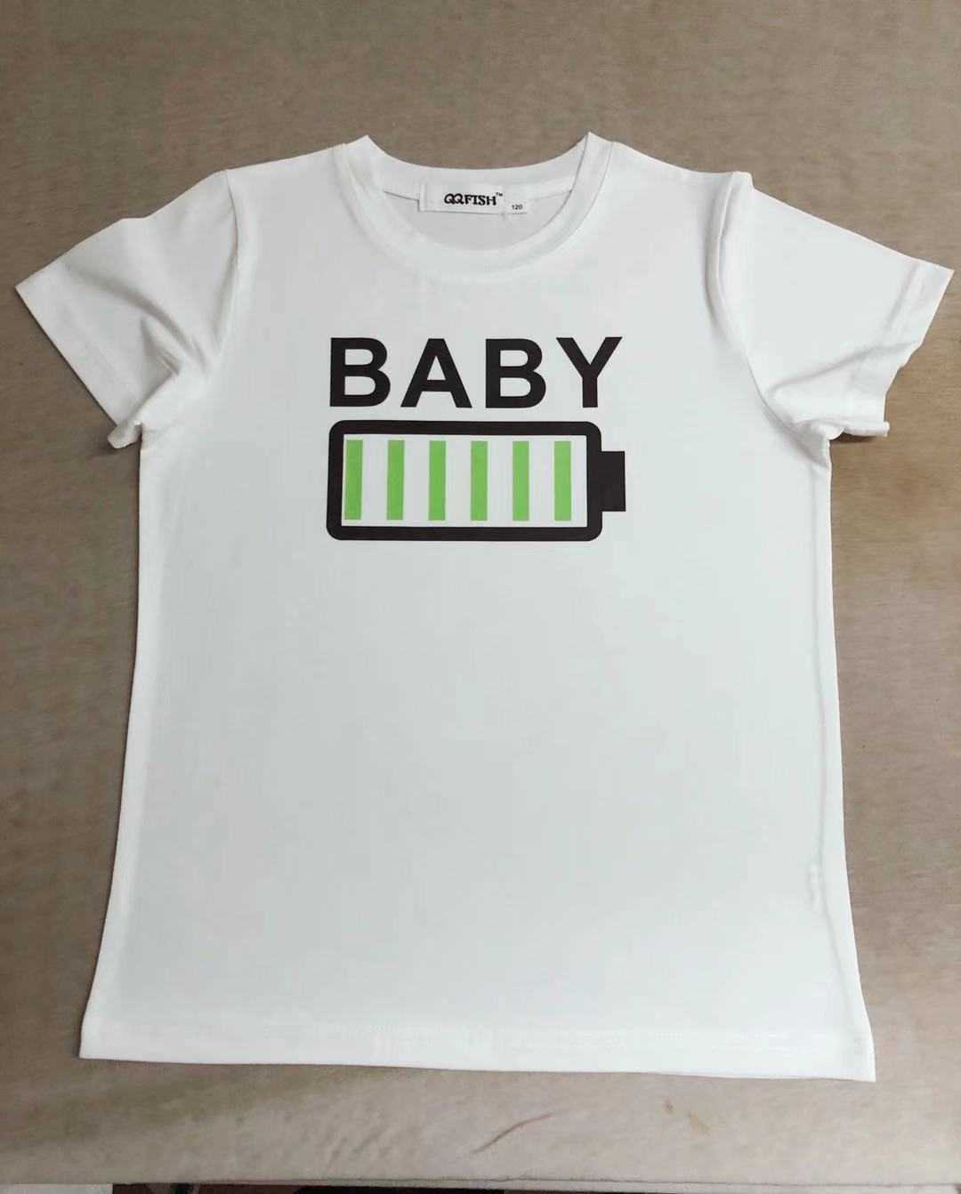 Parent child outfit for outdoor wear home leisure loose short sleeved fashion Korean version fun battery printed family of three S2548
