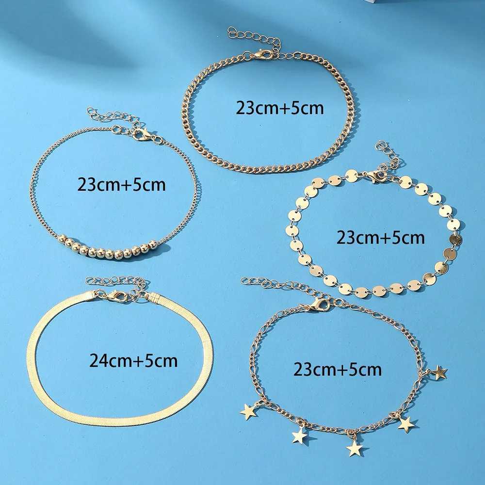 Bohemia Gold Color Snake Ankle Bracelet Set For Women Butterfly Key Lock Charm Multiple Styles Anklet Chain On Leg Boho Jewelry Z250408