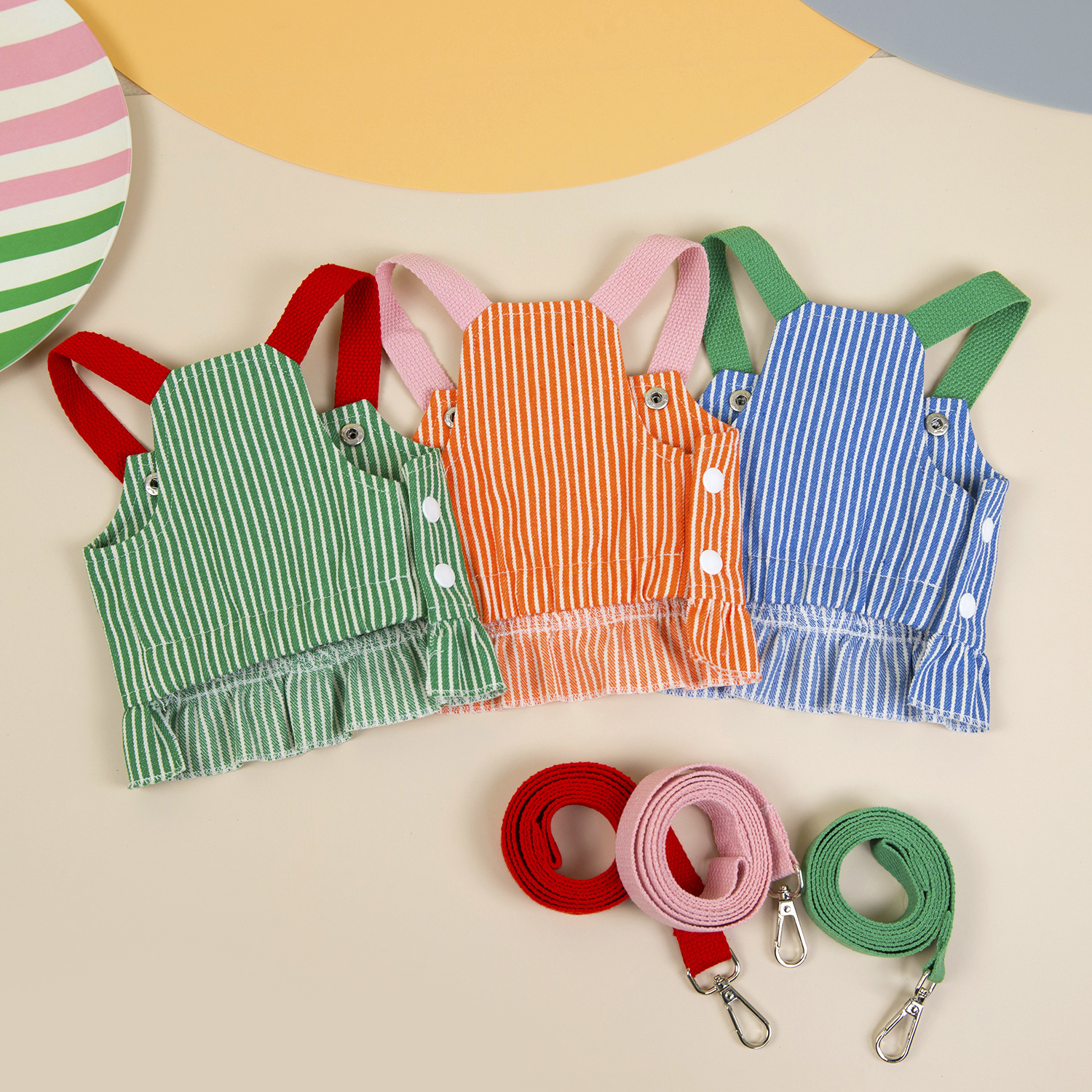 Small Dog Girls Harness Strap Denim Dress with Leash Set, Stripe Puppy Dog Vest Harnesses Skirt , Female Pet Clothes Skirt Chihuahua Yorkie Apparel Ou