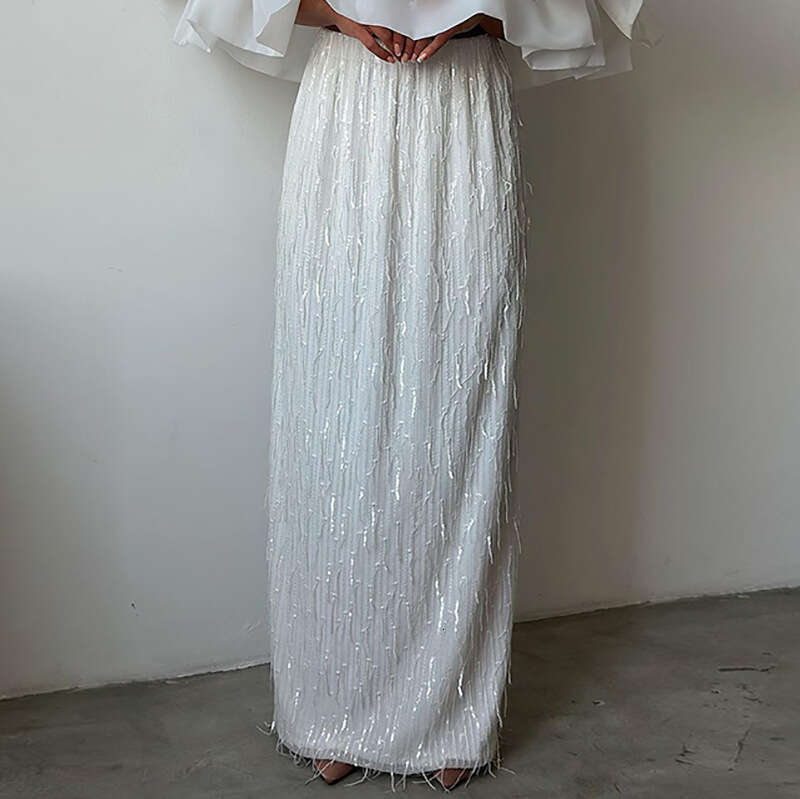 HY078 Fashion Tassel Cross-Border Bingbing Sequin Party lace dress Long Skirt for Women bodycones club wear