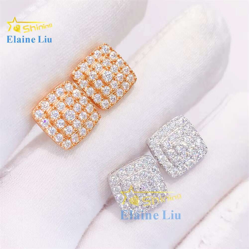 Factory Price Sterling Silver Custom Women Jewelry Fashion Jewelry Hiphop Iced Out Jewelry Vvs Moissanite Stud Earrings