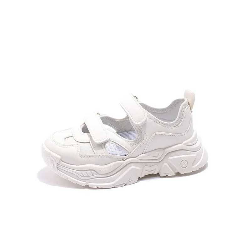 2023 new childrens sports shoes suitable for boys hook and loop solid color breathable simple anti slip childrens fashion summer girls sports shoes X2