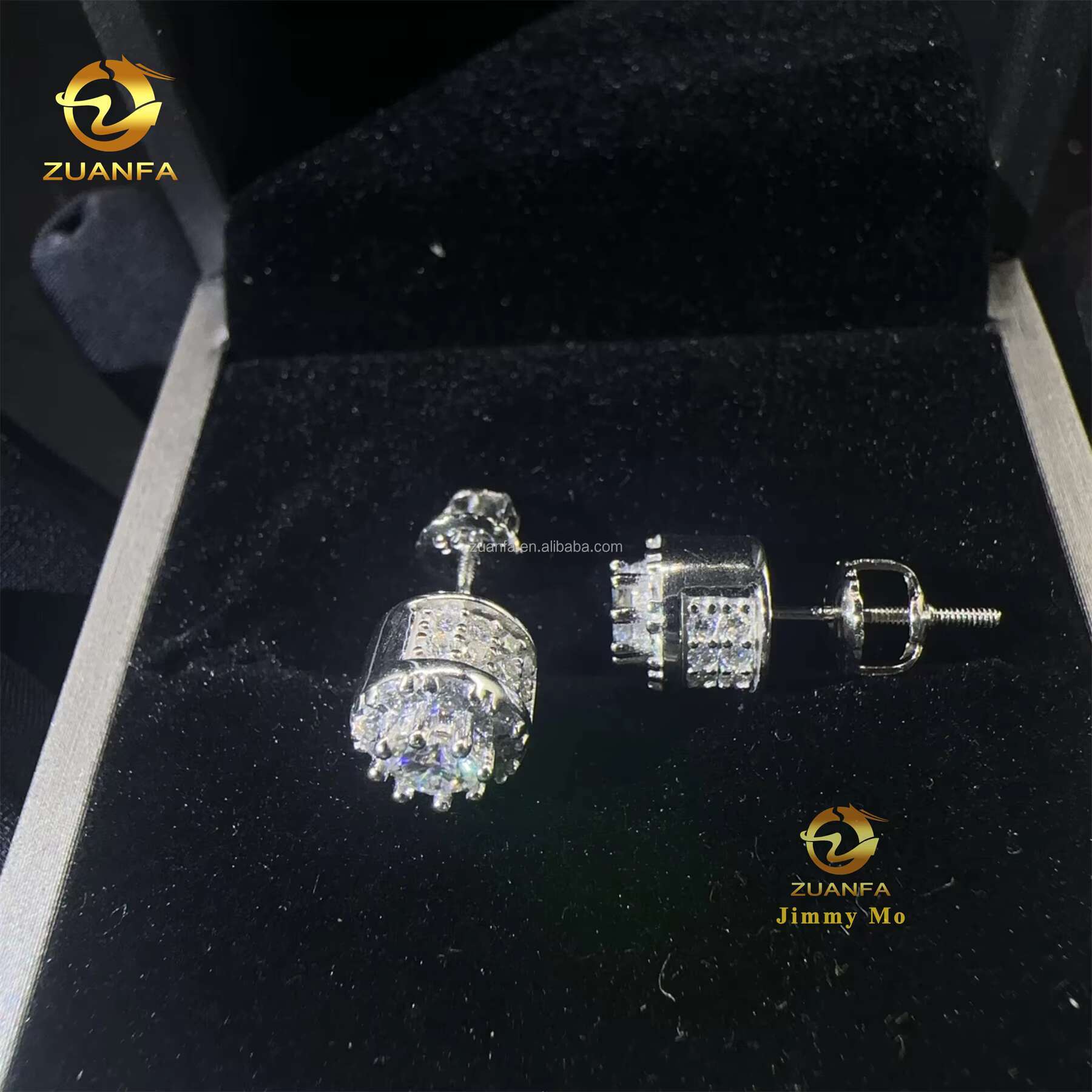 Fashion Earring Jewelry Men Iced Out Hip Hop Sterling Silver 925 Screw Back Setting Moissanite Diamond Stud Earrings Men