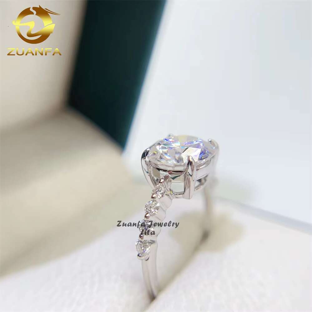 Zuanfa Jewelry Wholesale Price Fine Jewelry 18k Real Gold Engagement 5ct Round Cut Moissanite Ring