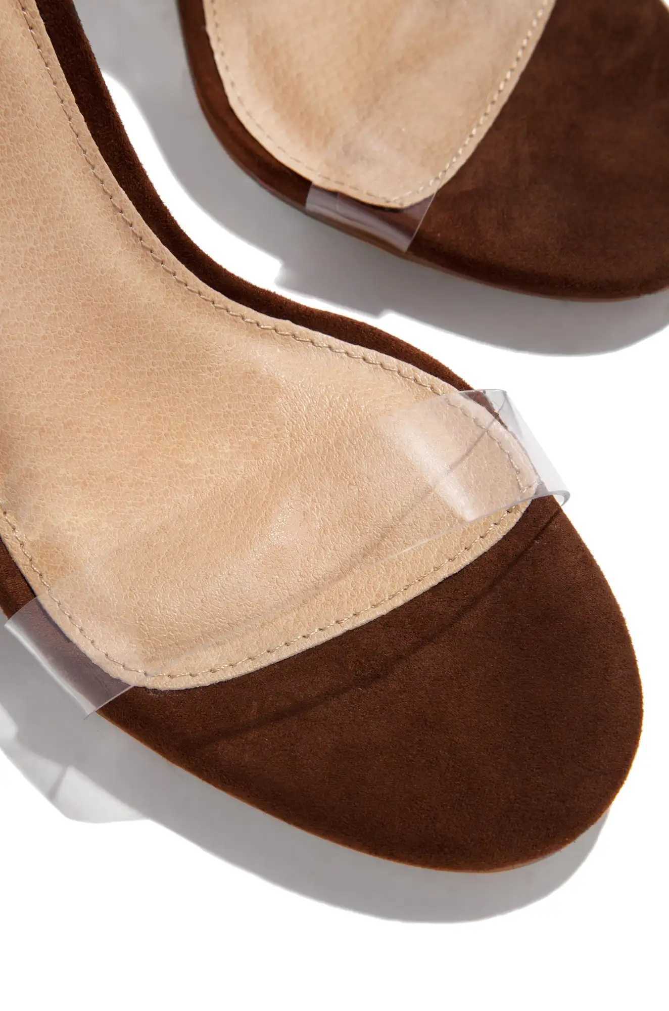 New Arrival Summer New Transparent Word Thick Heel Opening Toe Sandals Crystal Heel High Temperature Heel Female T250409