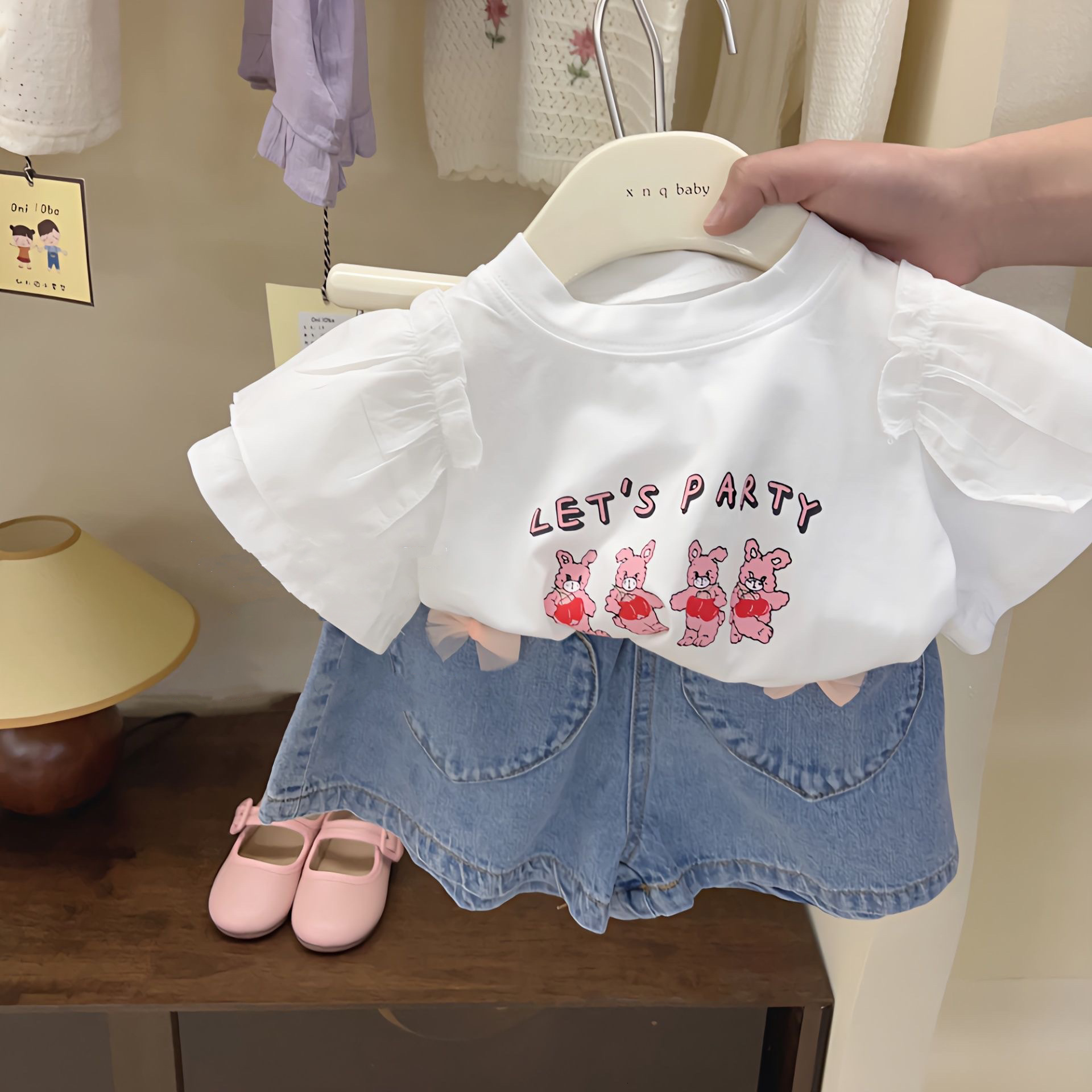 Ddmyshoesvip Korean Clothing Girls White T Shirt Summer Dress Stylish Cartoon Pullover Children S Versatile Cotton Small Fly Sleeve Top