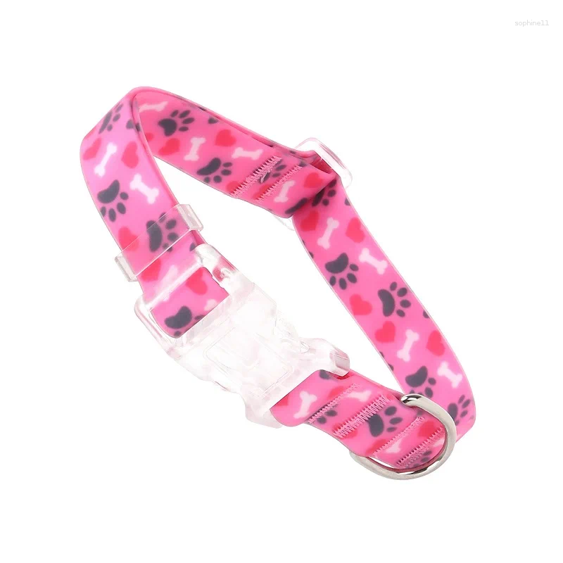 Update Print Dog Collars With D-Ring Tpu Waterproof Pet Neck Strap Adjustable Cat Puppy Collar Necklace Outdoor Supplies