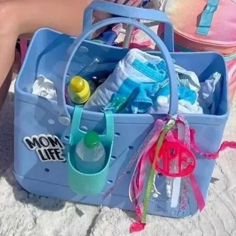XL Beach Sac Bag EVA Rubber Waterproof Picnic Storage Basket Warm Shopping Handbag Extra Large Fi Jelly Handbag Y250409DCS