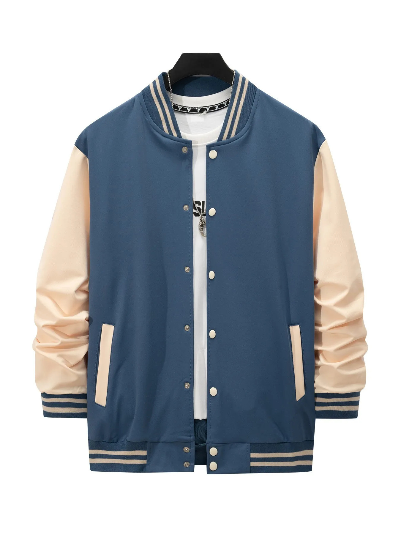 Spring and Autumn Mens Casual Button Open Baseball Shirt 250409