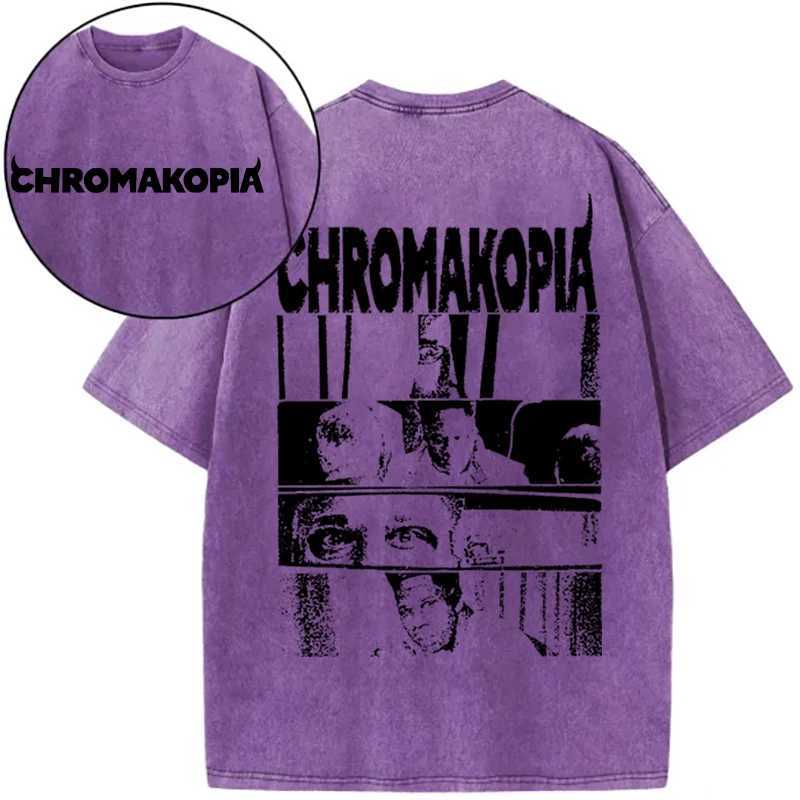 Harajuku fashion streetwear T-shirt creator album Chromakopia hip-hop T-shirt unisex music lover retro washed cotton T-shirtXJ250409