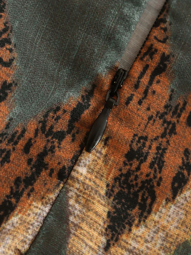 Zevity Women Vintage Geometric Print Knotted Mini Sarong Skirt Faldas Mujer Female Beading Tassel Casual Zipper Vestidos QUN1436 250408