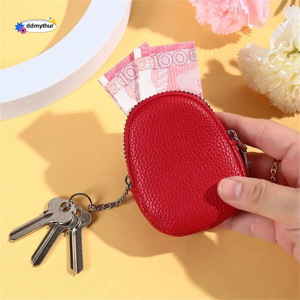 Women's Mini Coin Purse with Ring Key Multi-function Storage Bags PU Leather Zipper Change Bag Wallet Earphone Pouch ddmythur