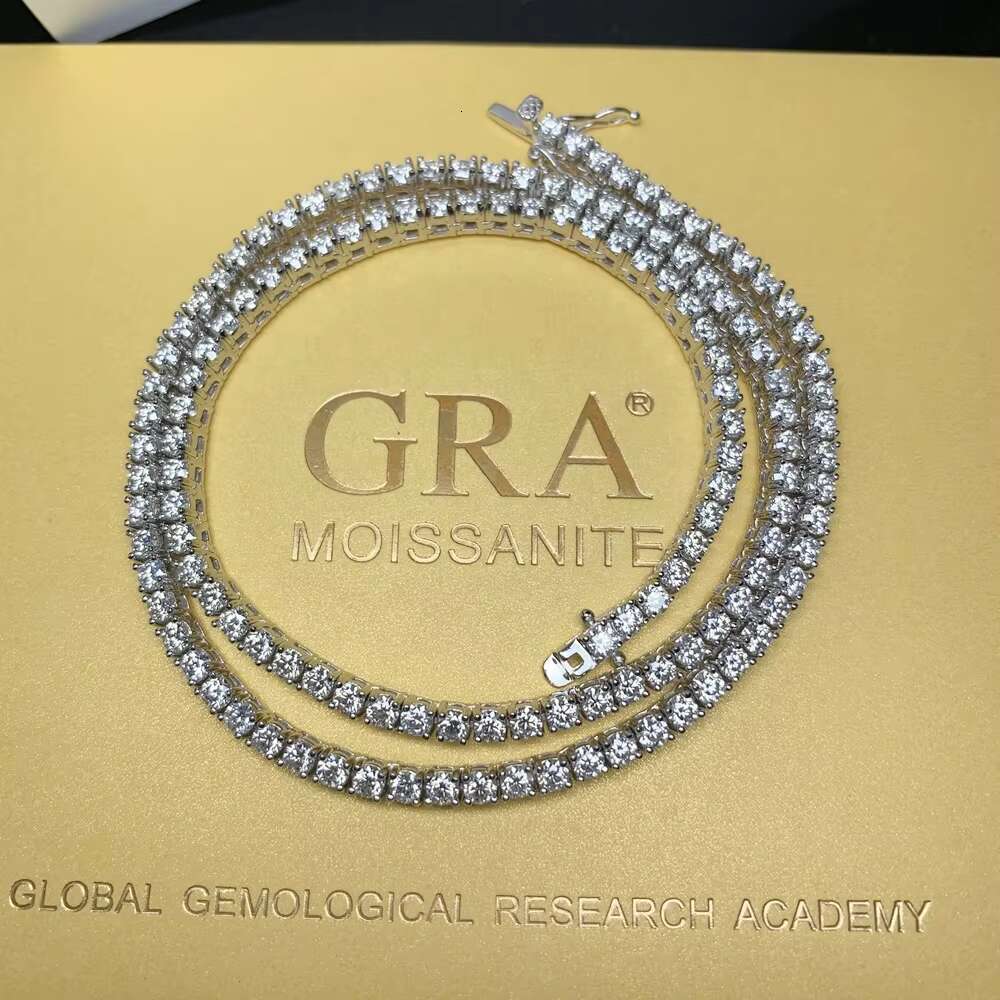 MOISSANITE S925 Hip Hop Chain Sterling Silver Iced Out Jewelry Diamond Chain MOISSANITE Necklace