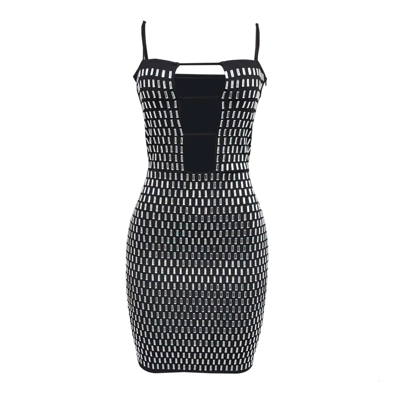 Dongdumaoyi Women S Sexy Slim Fit Rhinestone Dress Elegant Short Evening Party Suspender Dresses Sleeveless Hot Diamond