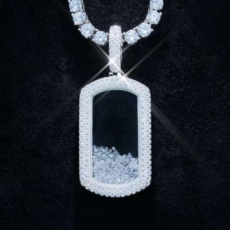 Bundled Platinum Cross Tennis Chain Rectangular Cross Necklace MOISSANITE DOG NECKLACE