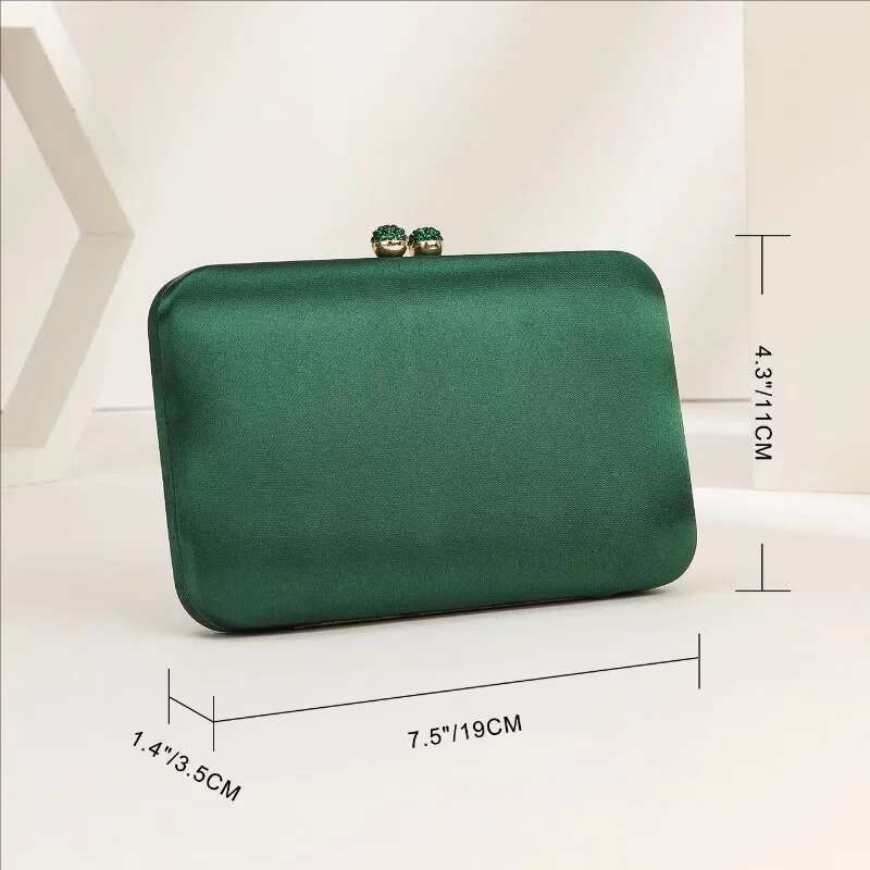 Emerald Silk Like Satin Evening Bag For Women Rhie Solid Color Clutch Purse Elegant Mother Hand Bags Bolsa Feminina