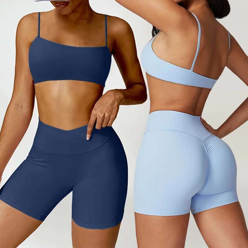 Butt Lifting Yoga Set Sports Shorts Women Fiess Suits Summer Sexy Gym Clothing Woman Two Pieces Outfits Workout Sportswear