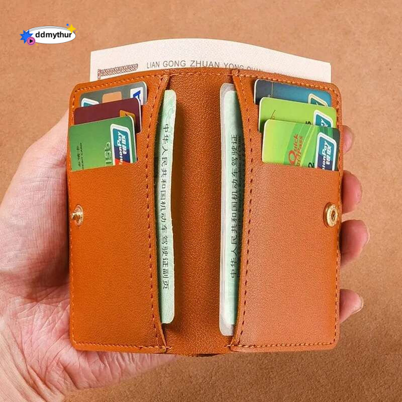 Women Foldable Solid Color Snap On Soft PU Wallet With Bag Simple Lightweight Small Purse Card Holders For Men ddmythur