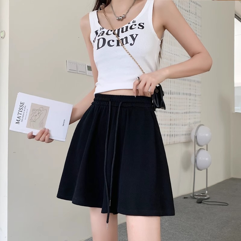 2025S Women's Designer Shorts Drawstring Women's Sports Hot Pants Summer New Large Stretch High Waist Slim Fit Leisure Wide Leg Skirt Beach 