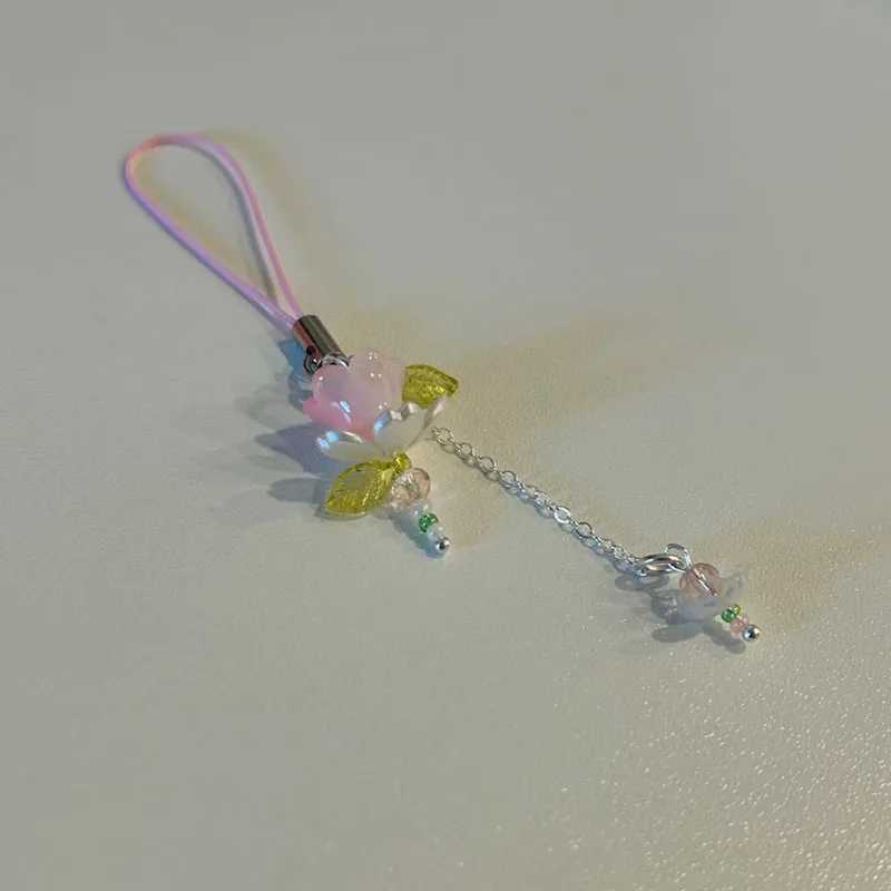 Pink Lotus Phone Charm Handmade Keychain Accory CuteXJ250409