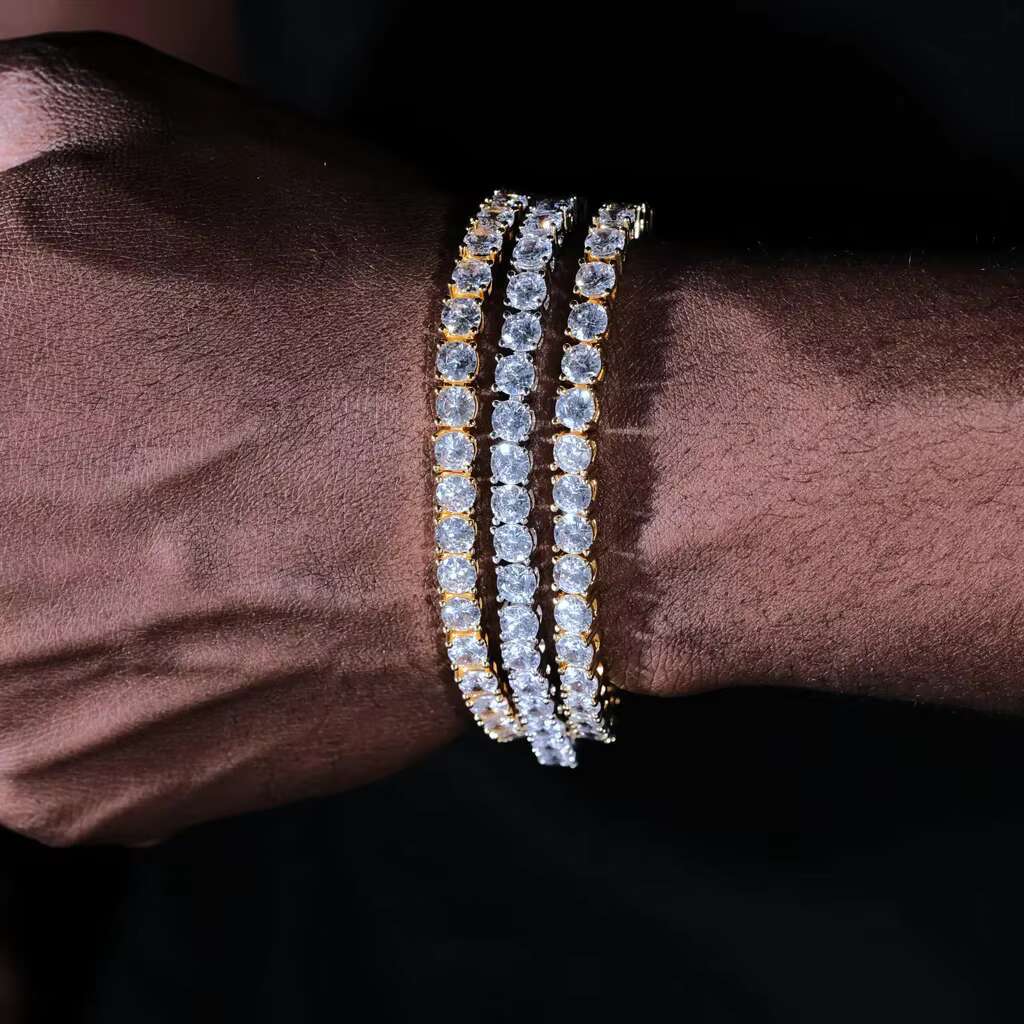 Fashionable Cuban Chain Zirconia Gold Necklace 14mm Iced prong cuban chain
