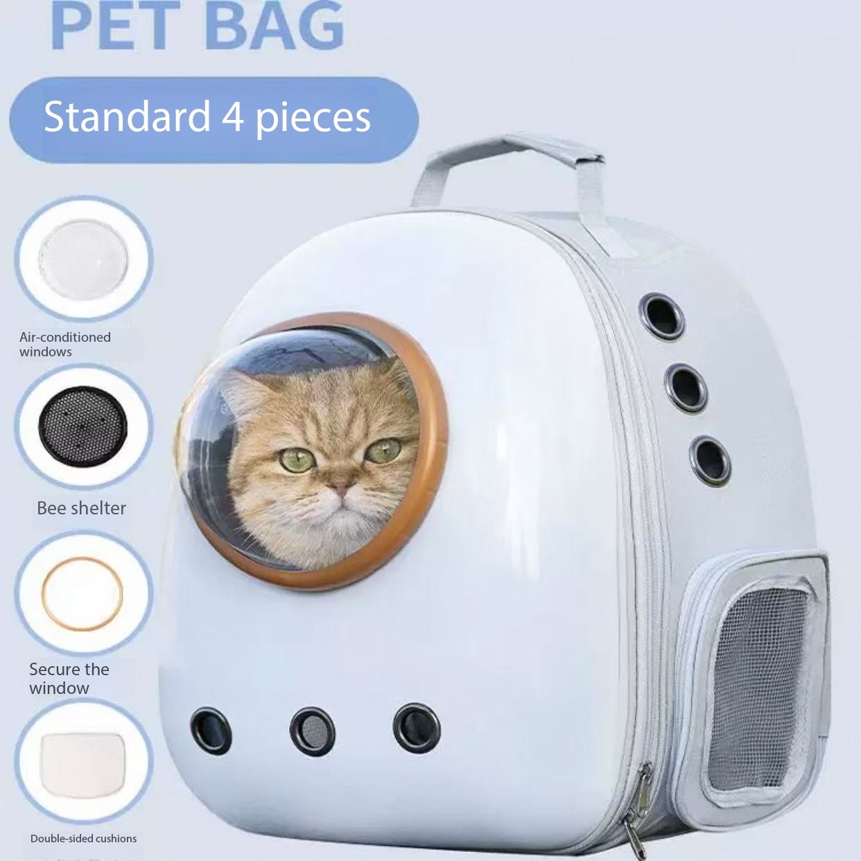 Cat bag for outdoor use, portable and lightweight, space capsule, transparent backpack, large capacity, dog, high appearance, pet, stress resistant