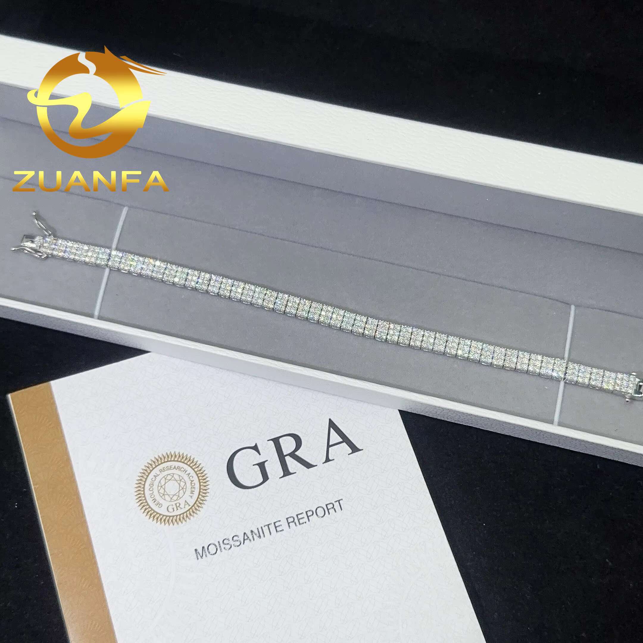 Factory Price 2mm 3Row Moissanite Tennis Necklace Silver 925 Tennis Bracelet Pass Diamond Tester Hip Hop Bracelet Ready Shipping