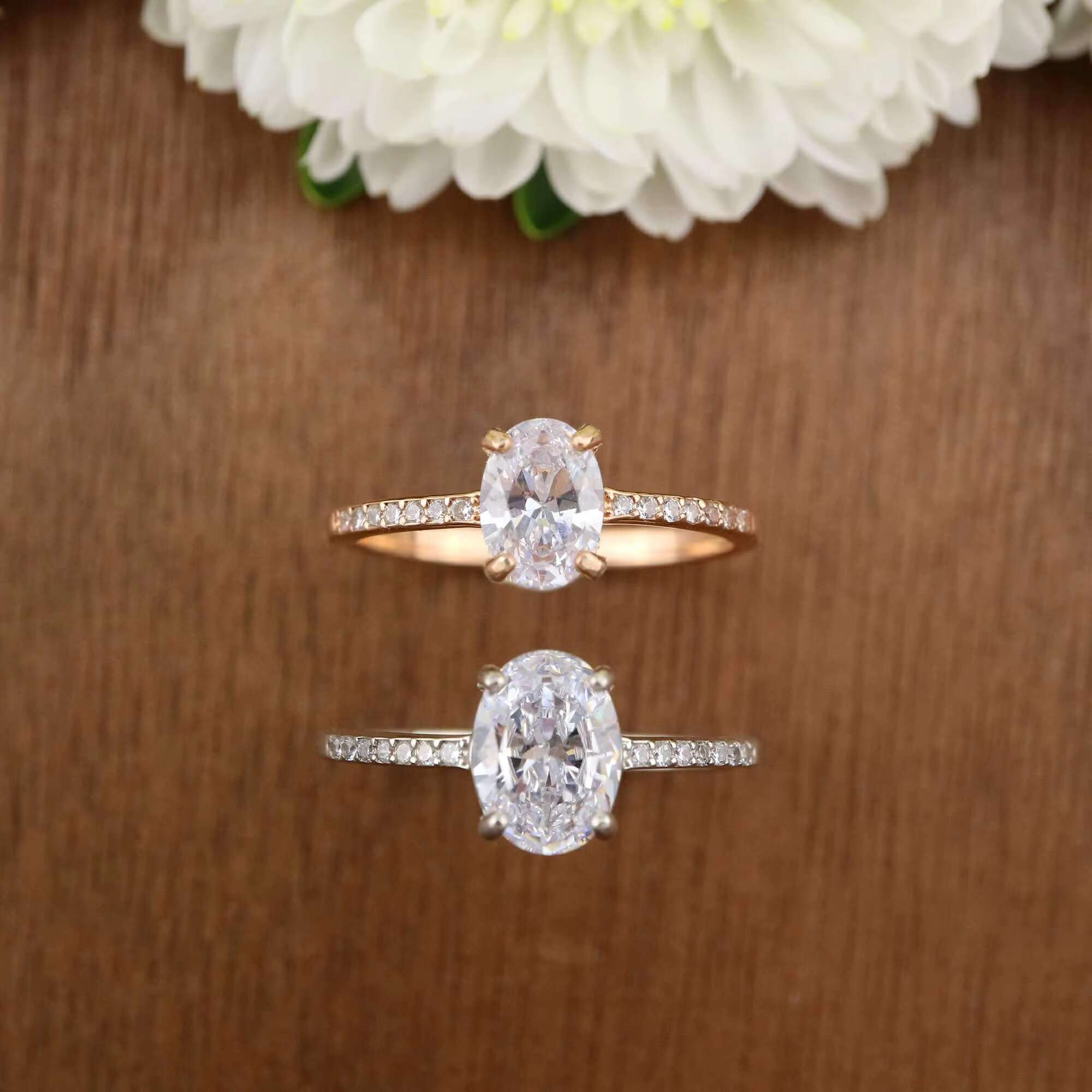 Hot Selling 5ct Classic Oval Moissanite Engagement Ring Solid 14k 18k Gold Rings Bridal Wedding Ring Band