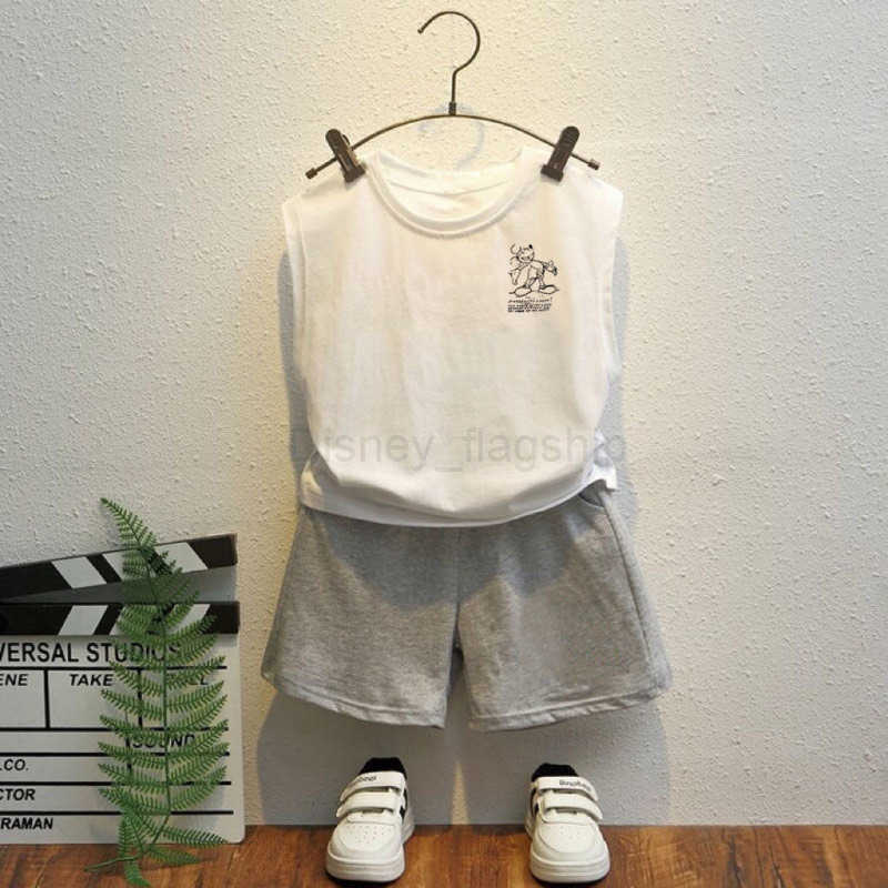 Disney Childrens set round neck childrens clothing camisole summer clothes boys top casual summer sleeveless boys cartoon anime vestXJ250409