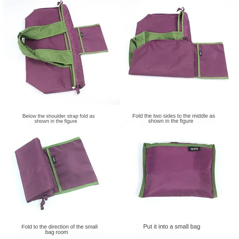 Large Capacity Reusable Drawstring Bag Nylon Foldable Grocery Bag Collapsible Shopping Bag Eco Large Polyester Beach Bags 250331 - view 5