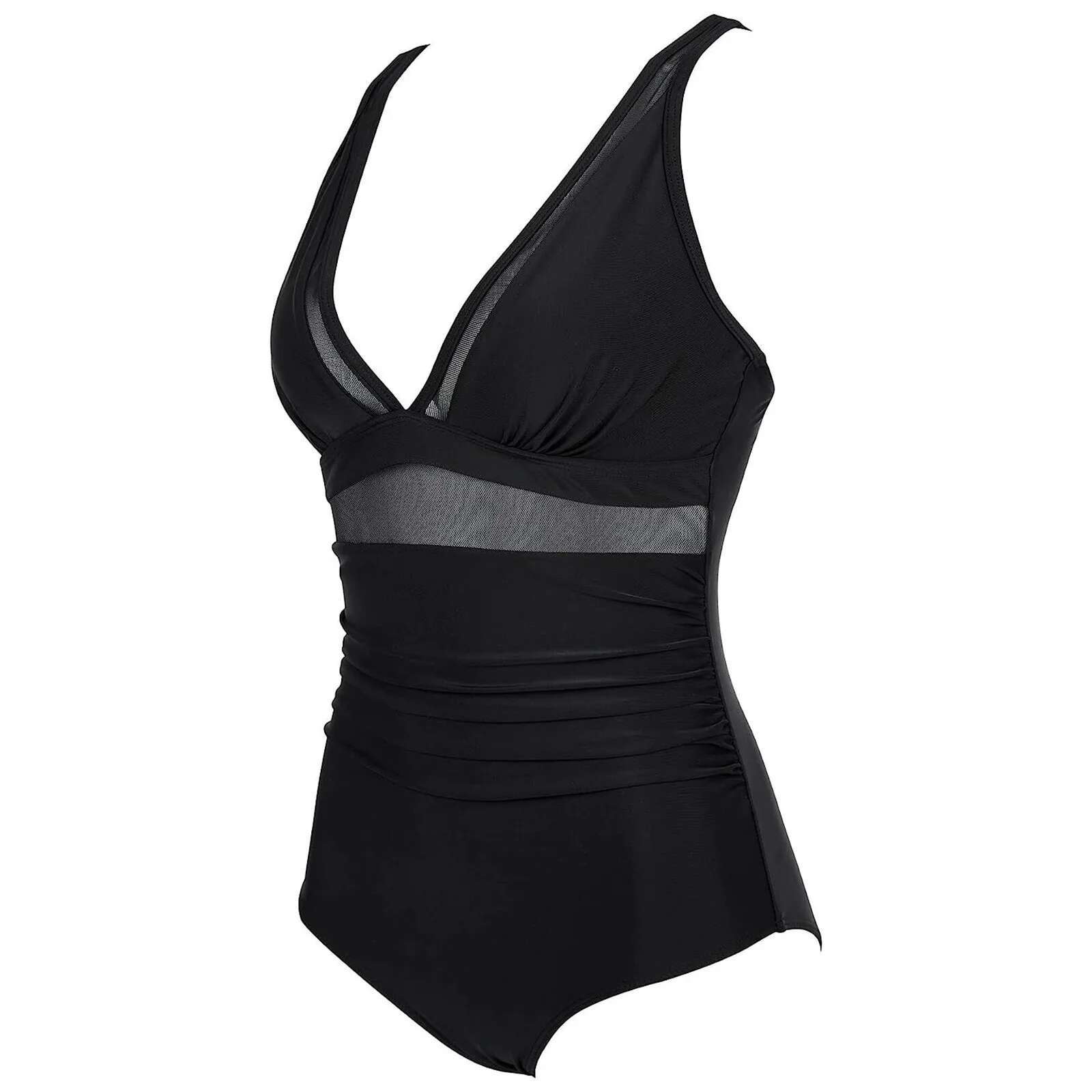 Dongdumaoyi New Mesh Patchwork One Piece Swimsuit Women Black Monokini High Waist Swimwear Ladies Bathing Suit Biquinis