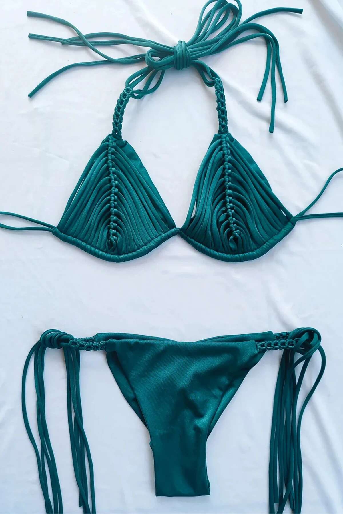 2025 New Bandage Stripe Brazilian Bikini Swimwear Women's Braided Rope Swimsuit Two Piece Set y Mujer Beachwear Summer