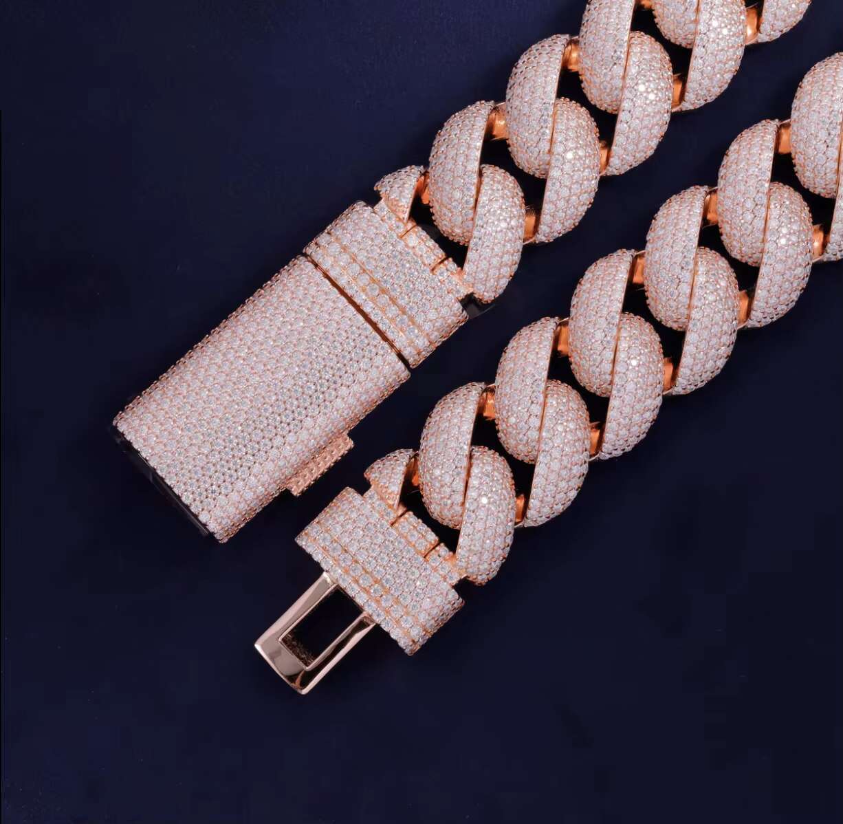 Heavy Custom Pink 22mm Gold Plated D Color VVS Moissanite Iced Out Dia Cuban k Bracelet Necklace for Men