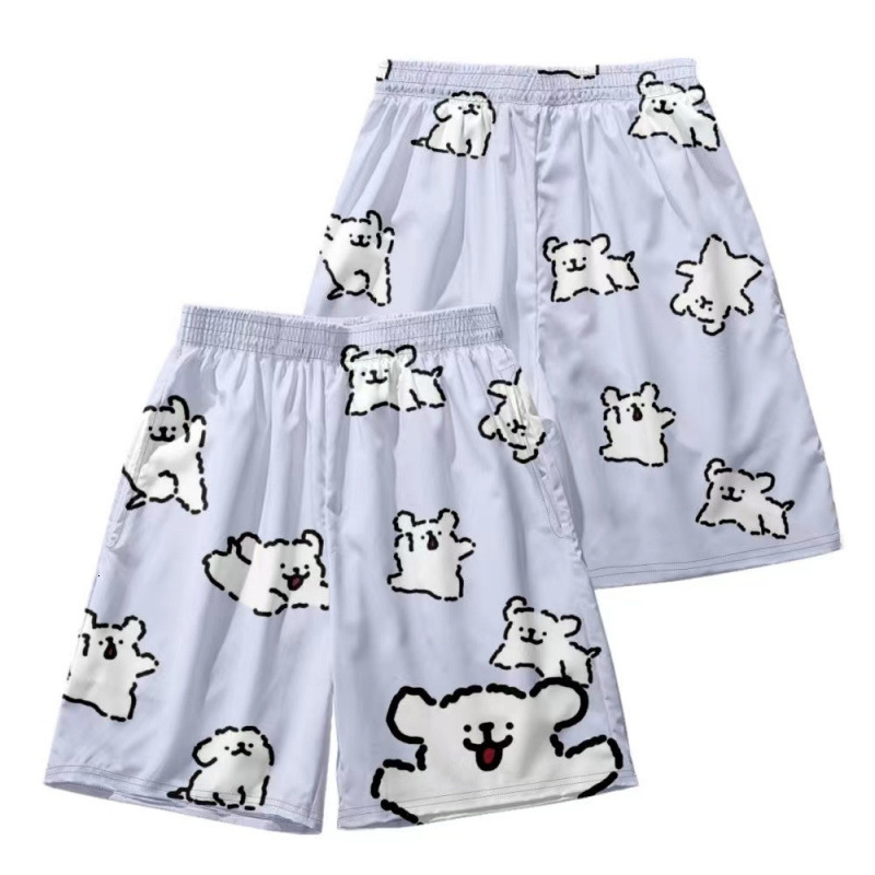 2025 New Designer Men Shorts Line Dog Maltese Cute Emojis Shorts Loose Men And Women Couple Clothes Home