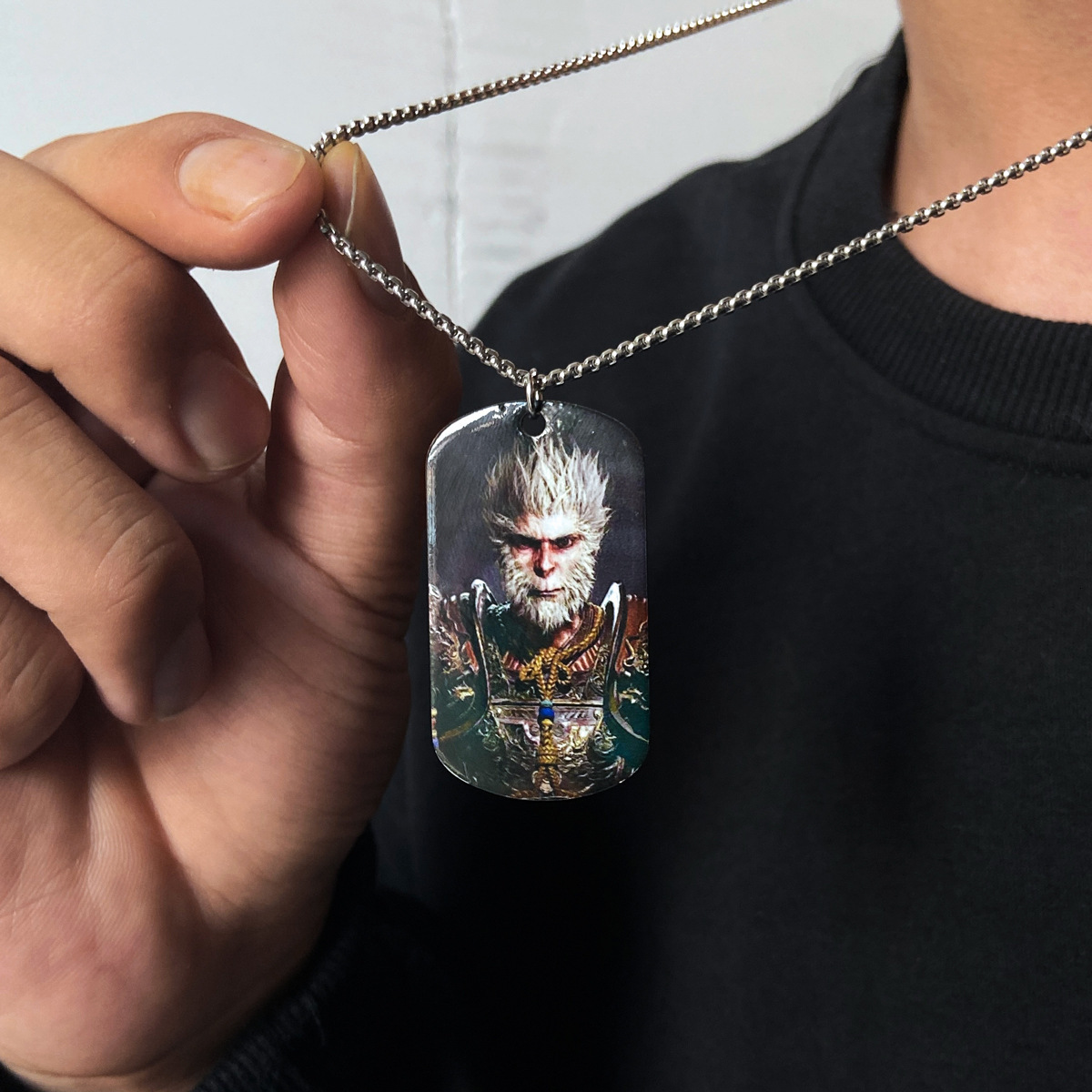 Game Black Myth Wukong Merchandise Monkey King Badge Pendant Stainless Steel Necklace Unisex