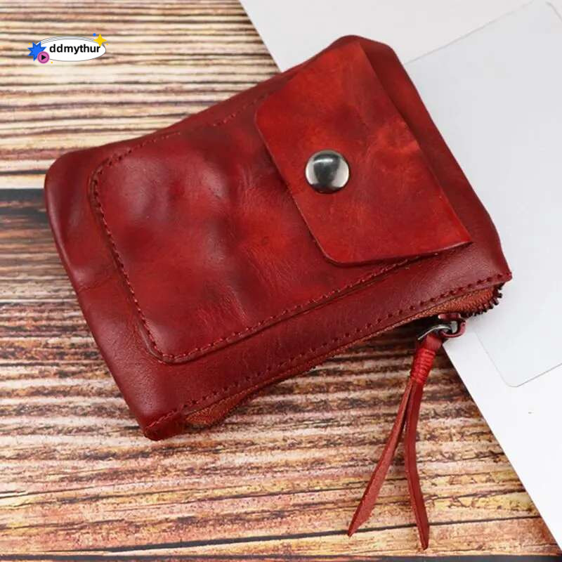 Genuine Leather Coin Purse Vintage Mini Zipper Wallets Case Storage Bag Card Holder Pocket for Men Women ddmythur