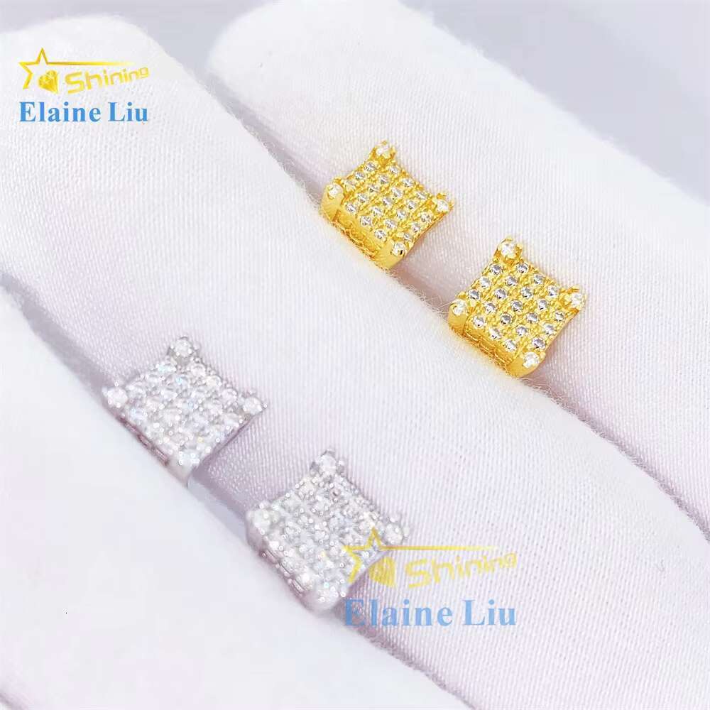 Wholesale Price Fine Jewelry Men Diamond 925 Sterling Silver Vvs Moissanitehip Hop Iced Out Jewelry Stud Earrings