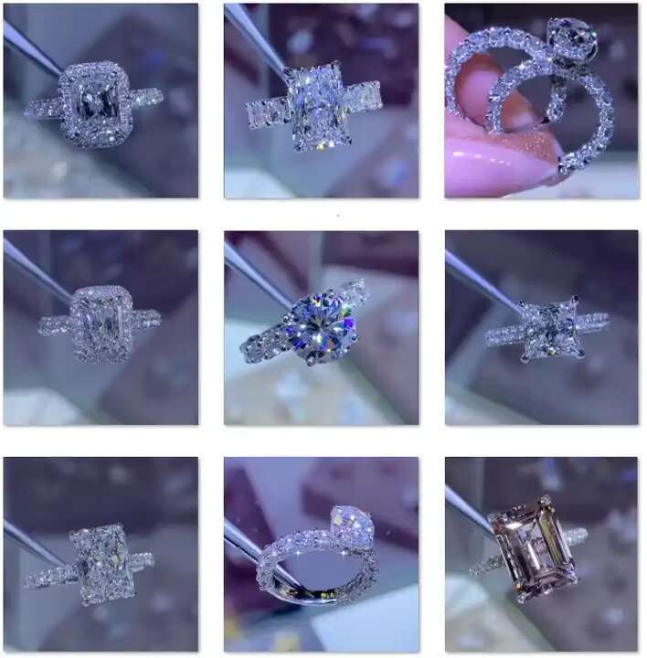 Luxury Women Jewelry 10k 14k 18k White Gold Diamond Ring Vvs Radiant Cut Eternity Ring Band Engagement Rings Moissanite