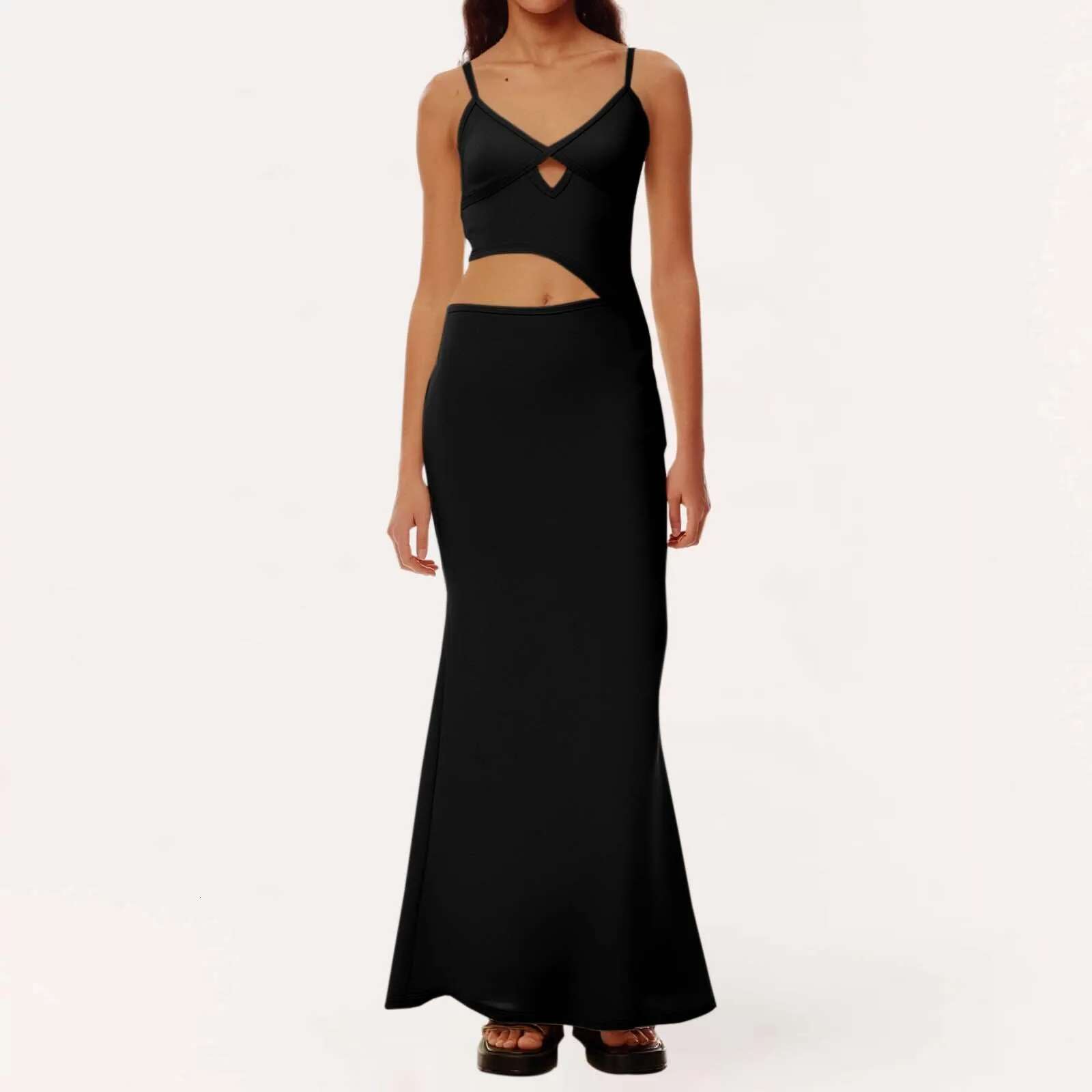 Dongdumaoyi Spaghetti Strap Sleeveless Dresses Cut Out Maxi Dress Backless Slim Fit Long Night Party Summer Wear Y K